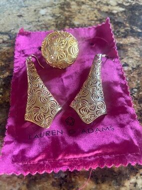 Lauren G Adams Gold Floral Filigree Drop Earrings